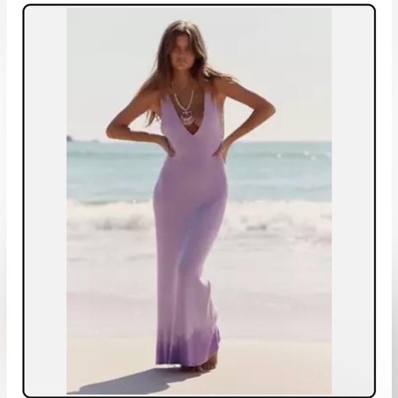 Free People Dresses & Skirts - Free People Beach Daniela Lilac Ribbed Knit Low Back Midi/Maxi Dress NEW